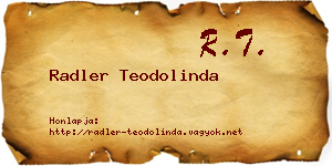 Radler Teodolinda névjegykártya